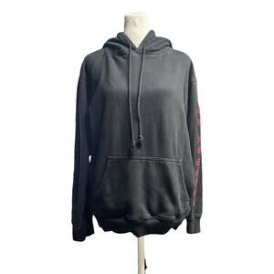 Brandy Melville John Galt Black Los Angeles Embroidered Grunge Hoodie One Size